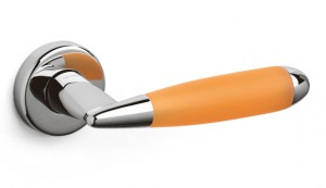 Дверная ручка Olivari модель Aster отделка 5C - хром / матовое оранжевое покрытие