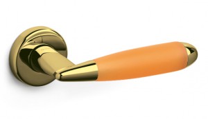 Дверная ручка Olivari модель Aster отделка 5Z - золото / матовое оранжевое покрытие
