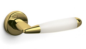 Дверная ручка Olivari модель Aster отделка 9Z - золото / матовое белое покрытие