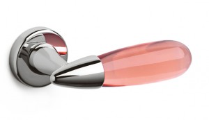 Дверная ручка Olivari AURORA отделка C2 - хром / розовое стекло