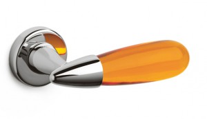 Дверная ручка Olivari AURORA отделка C5 - хром / оранжевое стекло