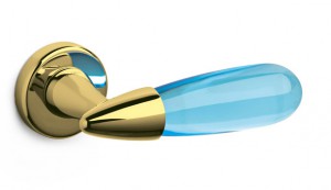 Дверная ручка Olivari AURORA отделка Z1 - золото / голубое стекло