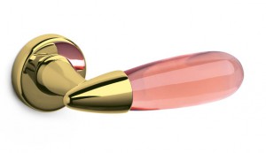 Дверная ручка Olivari AURORA отделка Z2 - золото / розовое стекло