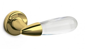 Дверная ручка Olivari AURORA отделка Z6 - золото / белое прозрачное стекло