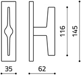 Размеры оконной ручки Lama C107 Итальянской фабрики Olivari