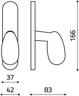 Размеры оконной ручки Uovo C108 Итальянской фабрики Olivari