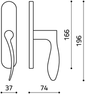 Размеры оконной ручки Agata C116 Итальянской фабрики Olivari
