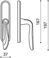 Размеры оконной ручки Icaro C168 Итальянской фабрики Olivari