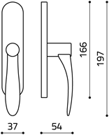Размеры оконной ручки Fly C179 Итальянской фабрики Olivari