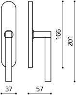 Размеры оконной ручки Time C192 Итальянской фабрики Olivari