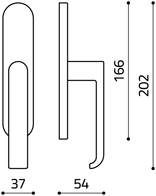 Размеры оконной ручки BETA C221 Итальянской фабрики Olivari