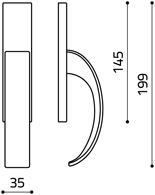 Размеры оконной ручка Arc C225 Итальянской фабрики Olivari