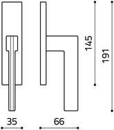 Размеры оконной ручка Trend C228 Итальянской фабрики Olivari