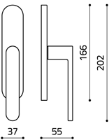 Размеры оконной ручки  Radial C235 Итальянской фабрики Olivari