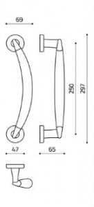 Размеры дверной ручки скобы Aster L175R Итальянской фабрики OLivari