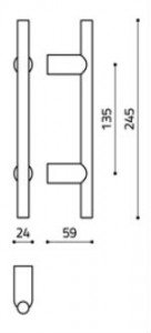 Размеры дверной ручки скобы Stilo L189 Итальянской фабрики OLivari