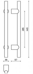 Размеры дверной ручки скобы Stilo L190L Итальянской фабрики OLivari
