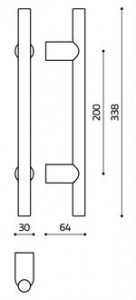 Размеры дверной ручки скобы Stilo L190M Итальянской фабрики OLivari