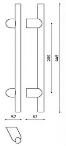 Размеры дверной ручки скобы Stilo L191L Итальянской фабрики OLivari