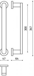 Размеры дверной ручки скобы Link L199R Итальянской фабрики OLivari