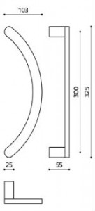 Размеры дверной ручки скобы Link L200 Итальянской фабрики OLivari