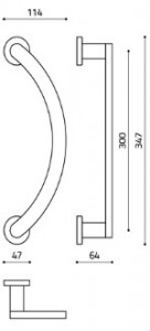 Размеры дверной ручки скобы Link L200R Итальянской фабрики OLivari
