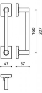 Размеры дверной ручки скобы Time L201R Итальянской фабрики Olivari