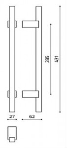 Размеры дверной ручки скобы Bios L205 Итальянской фабрики Olivari