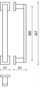Размеры дверной ручки скобы Diana L206R Итальянской фабрики Olivari