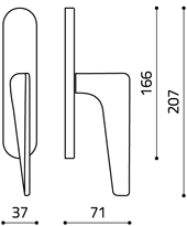 Размеры оконной ручки Twist C242 Итальянской фабрики Olivari